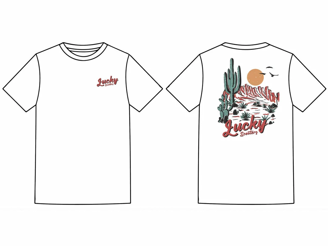 Discount 🔔 Lucky Scooters Lucky Desert T-Shirt 👏 3 Lucky Scooters Lucky Desert T-Shirt
